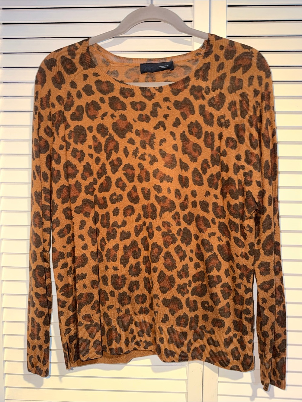 ZARA Leopard Print Long-Sleeve Sweater - Brown/Camel